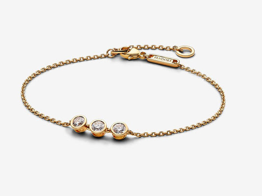 Lab-grown Diamond Triple Bezel Chain Bracelet 0.45 carat tw 14k Gold