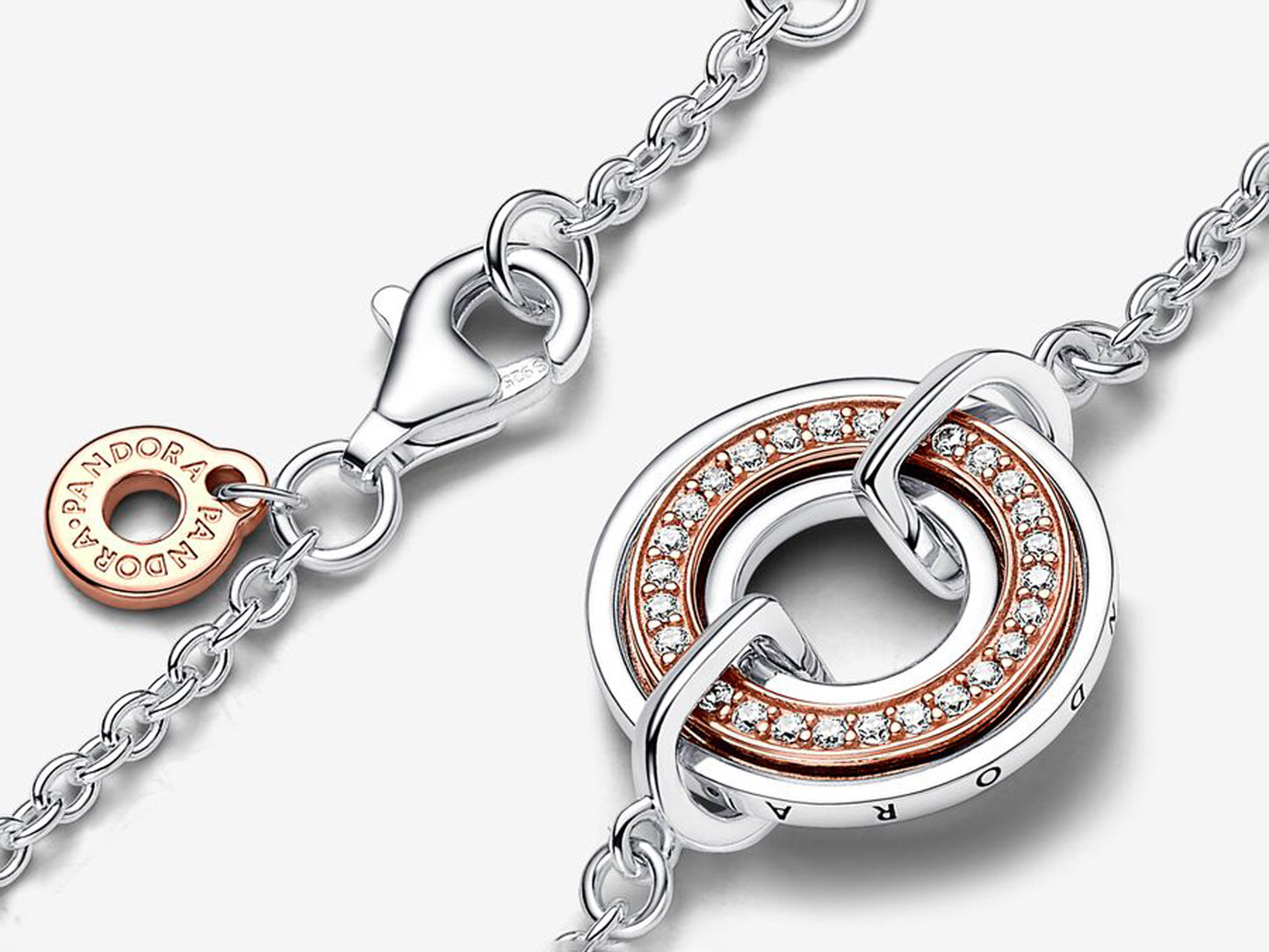 Two Two-tone Logo & Pavé Chain Bracelet