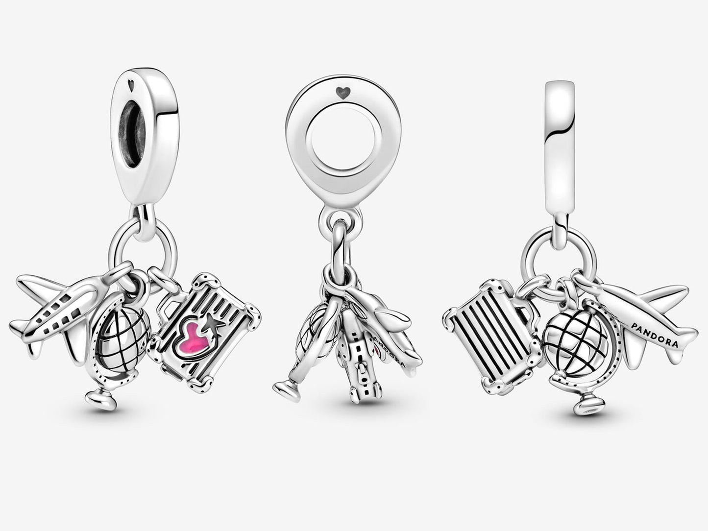 Airplane, Globe & Suitcase Dangle Charm