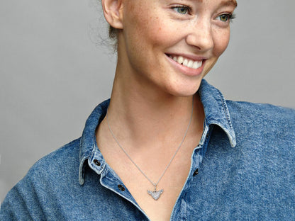 Pavé Heart and Angel Wings Necklace