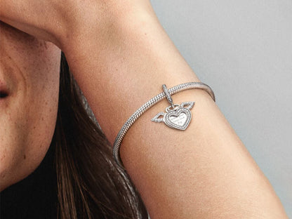 Heart and Angel Wings Dangle Charm