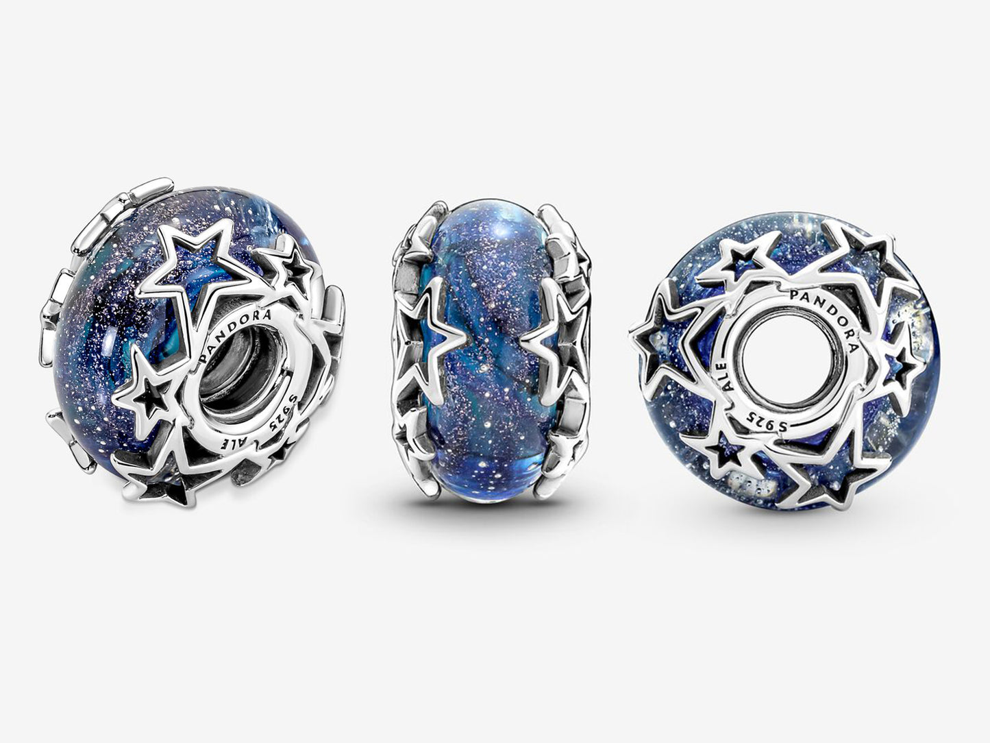 Galaxy Blue & Star Murano Charm