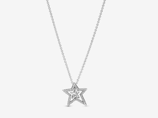 Pavé Asymmetric Star Collier Necklace