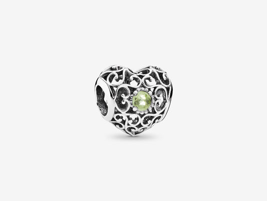 August Green Heart Charm