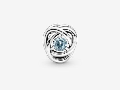 March Sea Aqua Blue Eternity Circle Charm