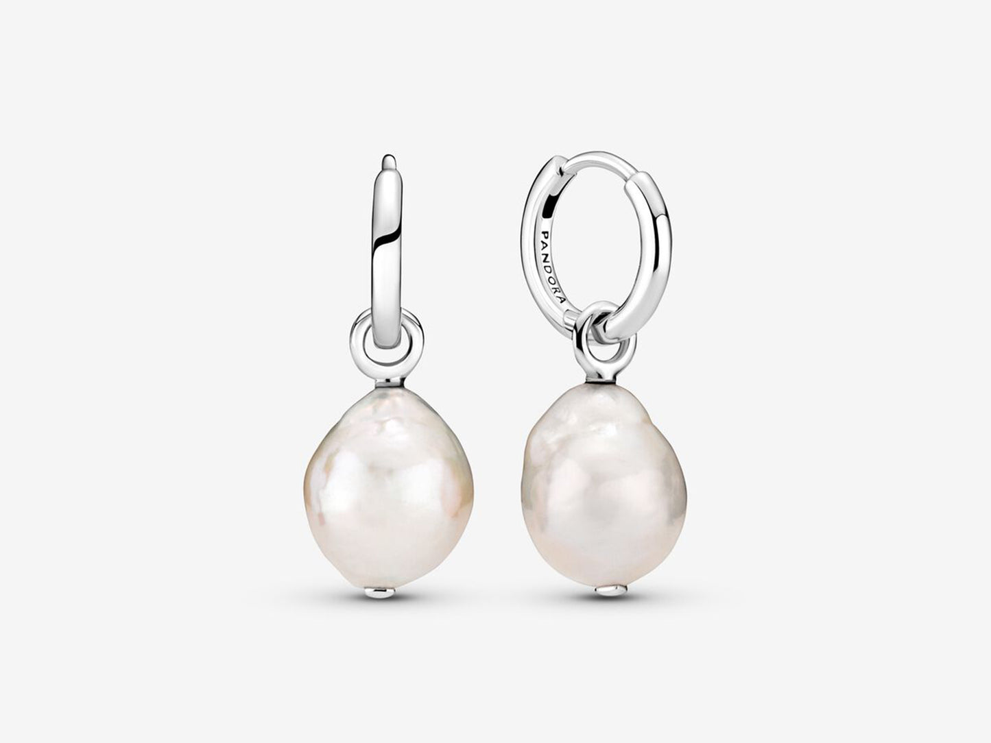Treated Freshwater Cultured Baroque Pearl Hoop Earrings