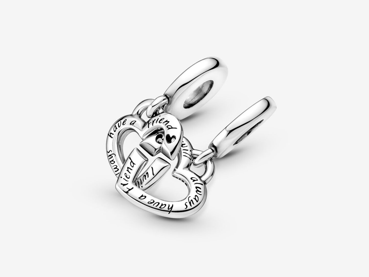 Linked Sister Hearts Split Dangle Charm