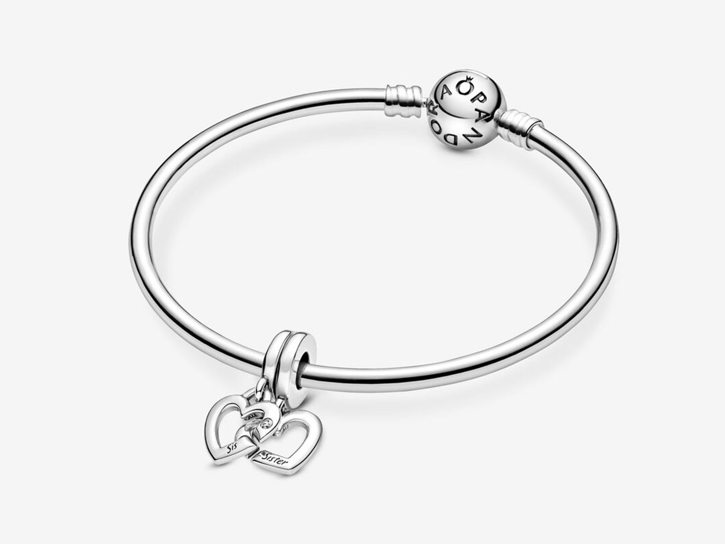 Linked Sister Hearts Split Dangle Charm