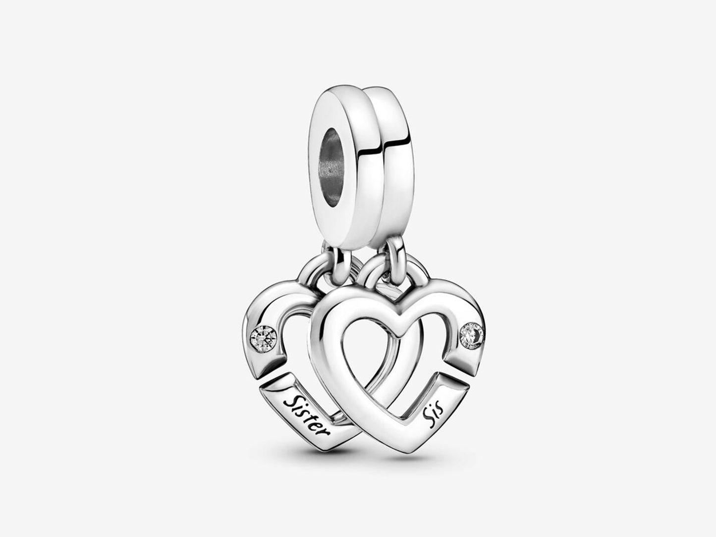 Linked Sister Hearts Split Dangle Charm