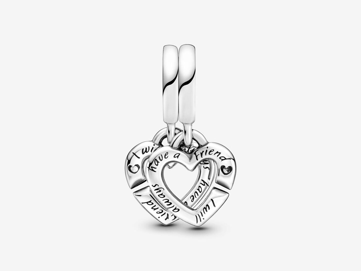 Linked Sister Hearts Split Dangle Charm