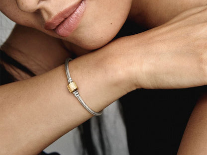 Two-tone Barrel Clasp Snake Chain Bracelet