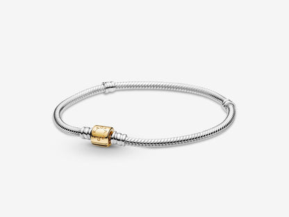 Two-tone Barrel Clasp Snake Chain Bracelet