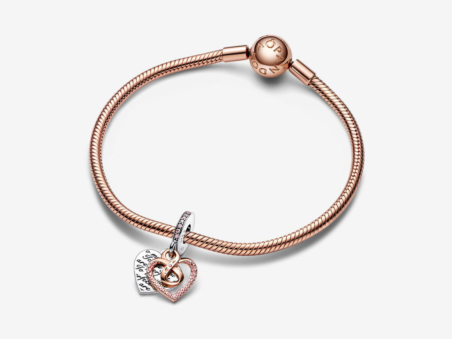 Two-tone Infinity Heart Double Dangle Charm