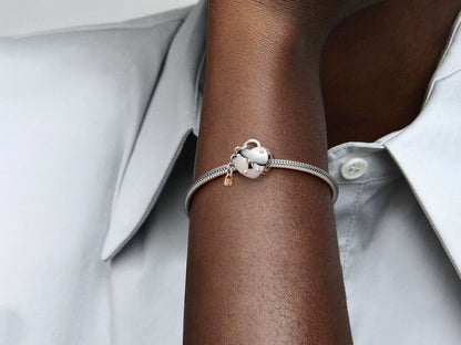 Bicolor Heart Lock Charm