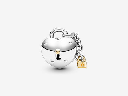 Bicolor Heart Lock Charm