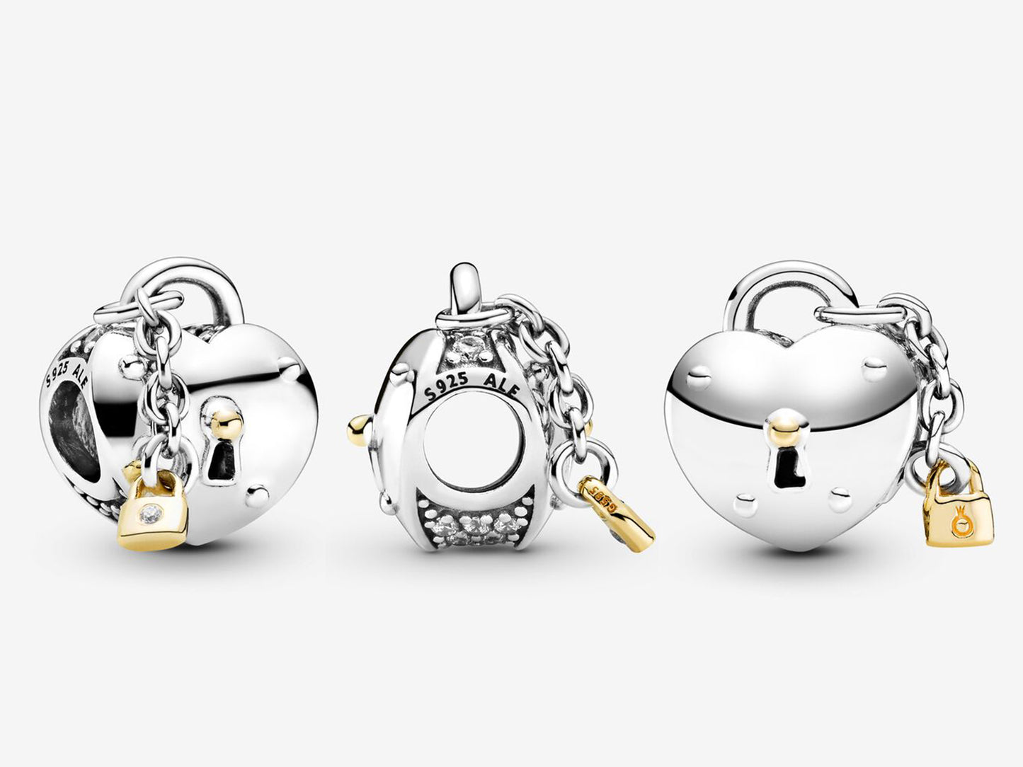 Bicolor Heart Lock Charm