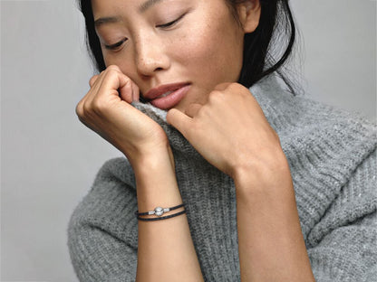 Double Black Leather Bracelet