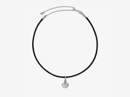 Black Leather Seashell Necklace