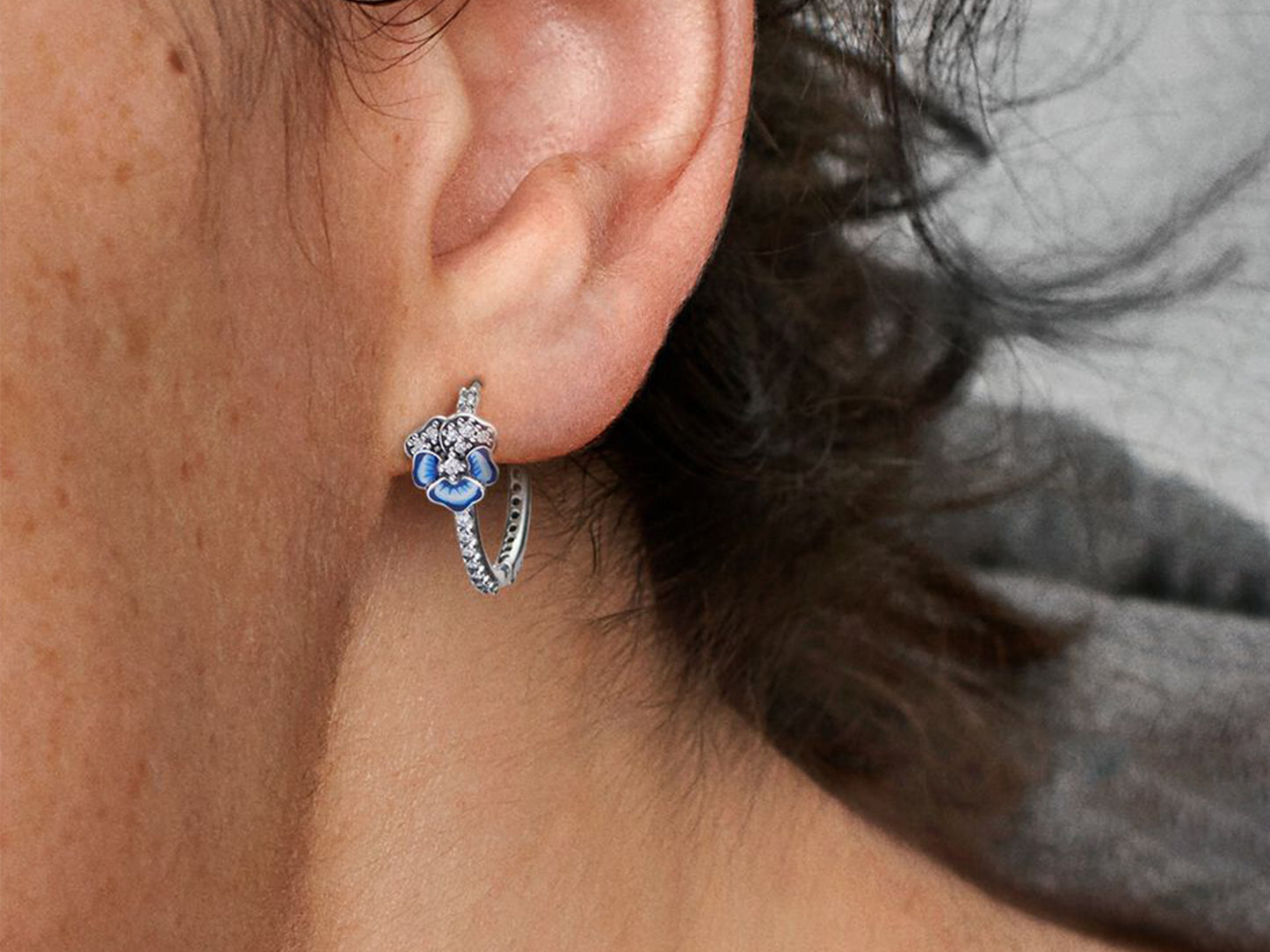 Blue Blossom Hoop Earrings