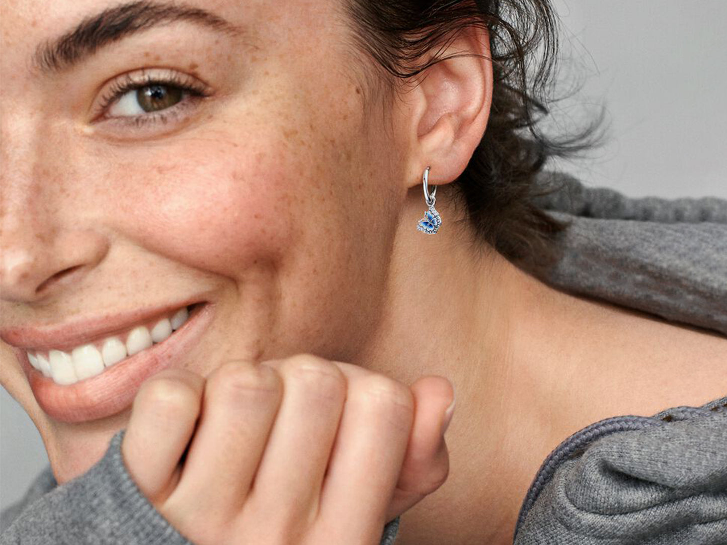 Blue Butterfly Hoop Earrings