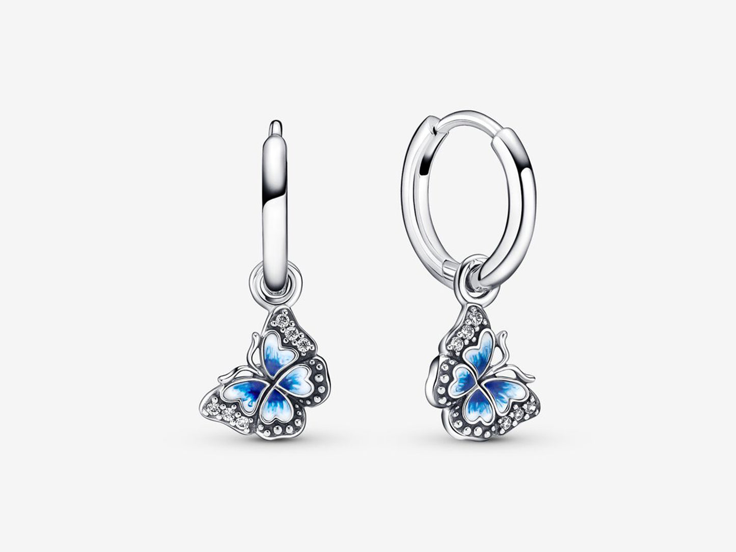 Blue Butterfly Hoop Earrings