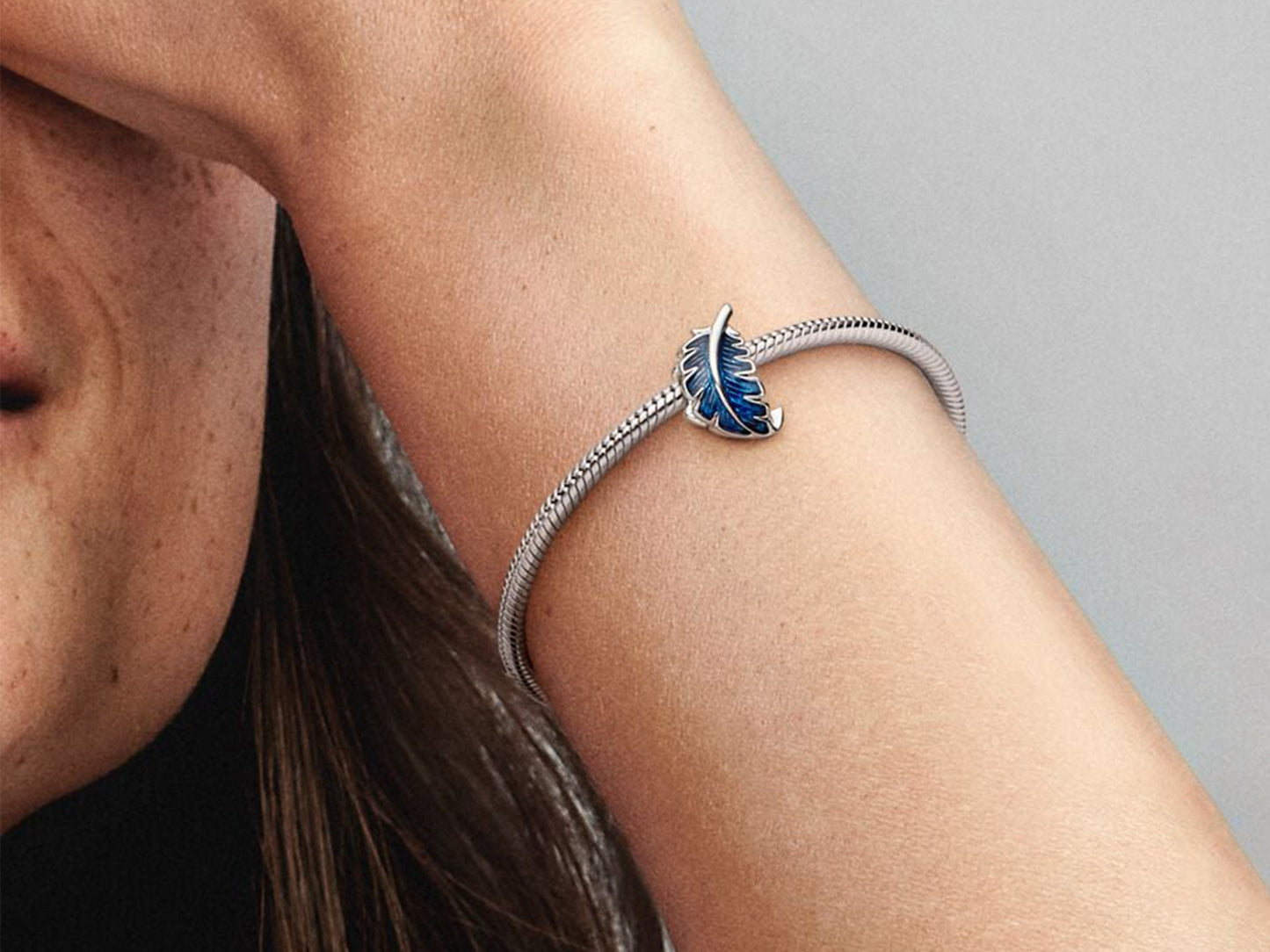 Blue Curved Feather Charm