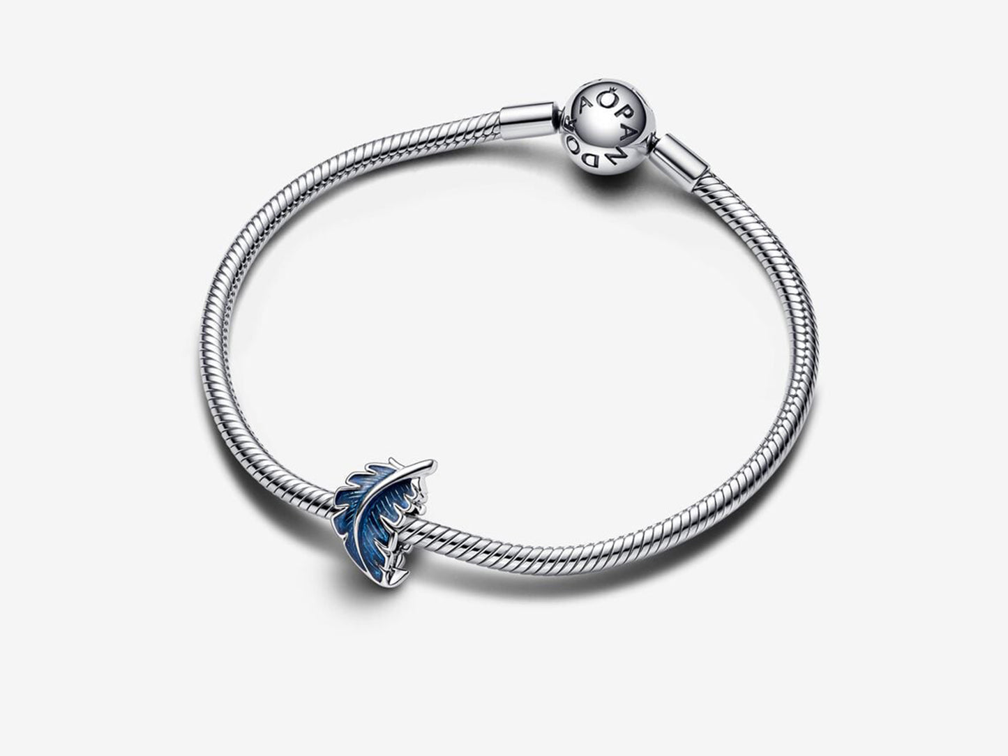 Blue Curved Feather Charm