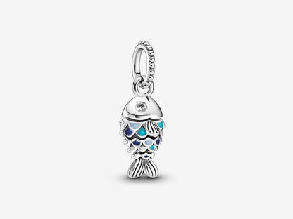 Blue Scaled Fish Dangle Charm