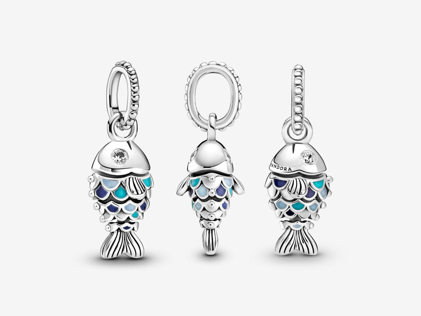Blue Scaled Fish Dangle Charm