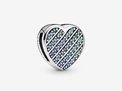 Blue Pave Heart Clasp Charm