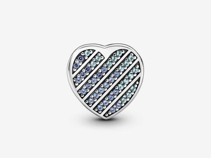 Blue Pave Heart Clasp Charm