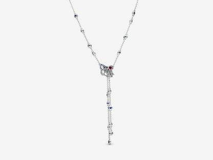 Blue & Pink Fan Y-Necklace