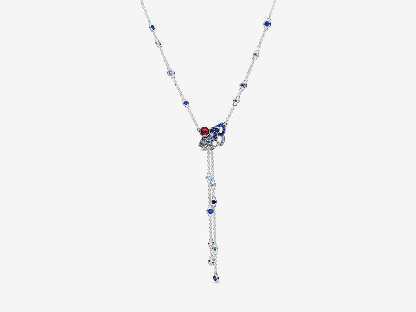 Blue & Pink Fan Y-Necklace
