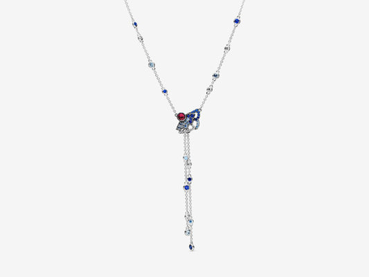 Blue & Pink Fan Y-Necklace