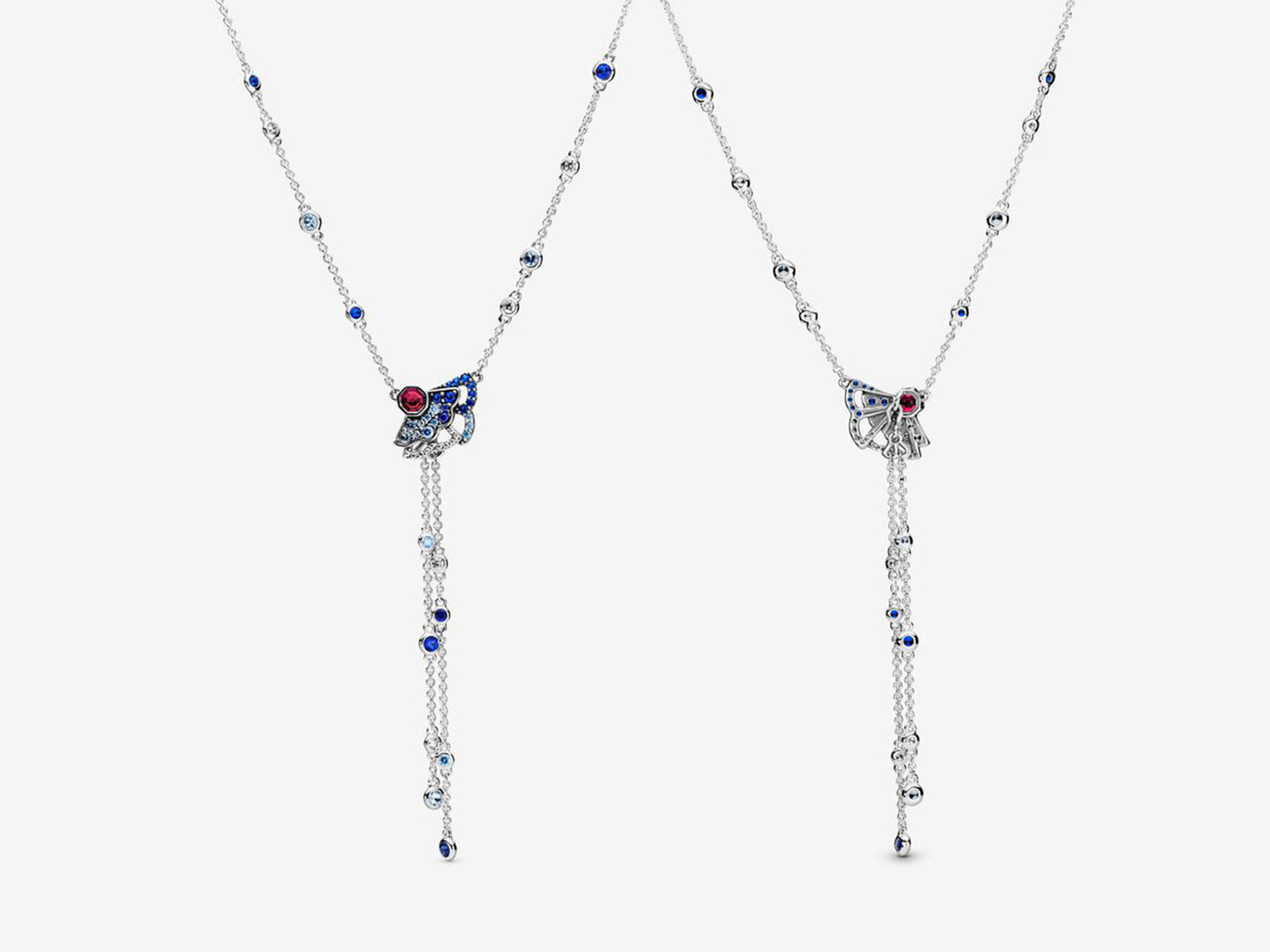 Blue & Pink Fan Y-Necklace