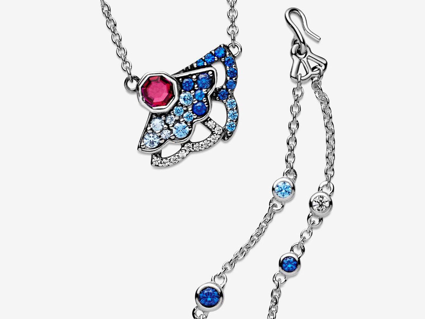 Blue & Pink Fan Y-Necklace