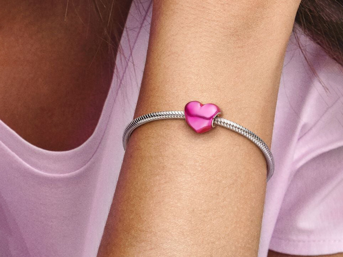 Metallic Pink Heart Charm