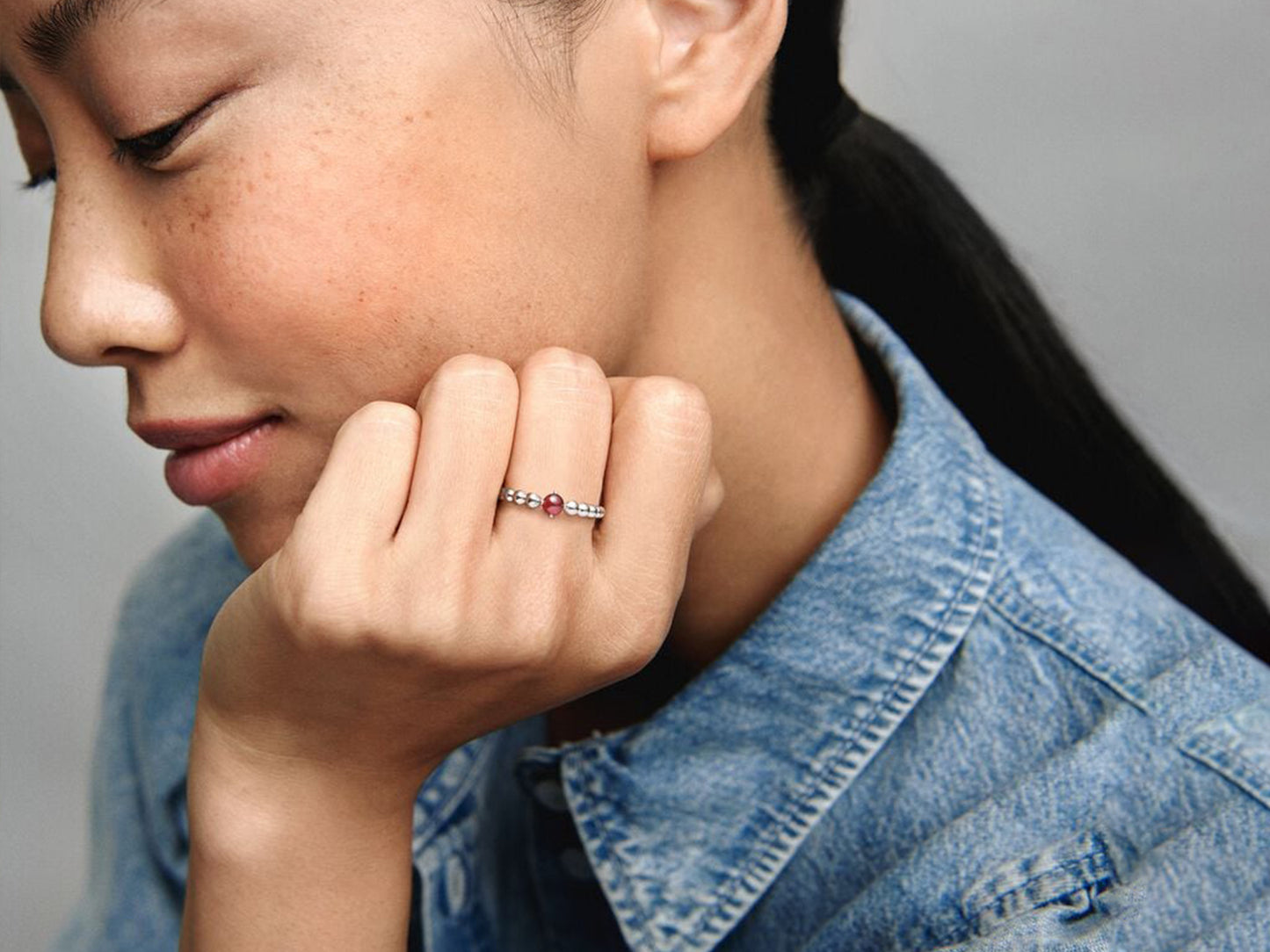 Crimson Bead Elegance Ring