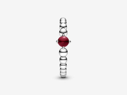 Crimson Bead Elegance Ring