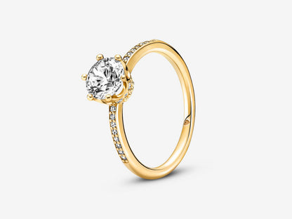 Clear Sparkling Crown Solitaire Ring