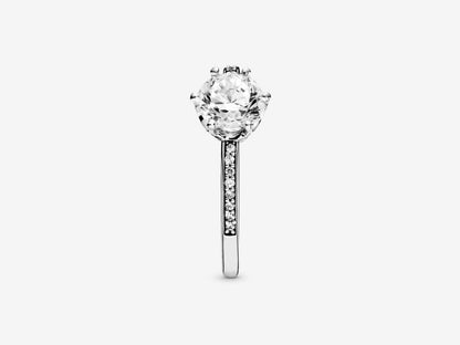 Clear Sparkling Crown Solitaire Ring