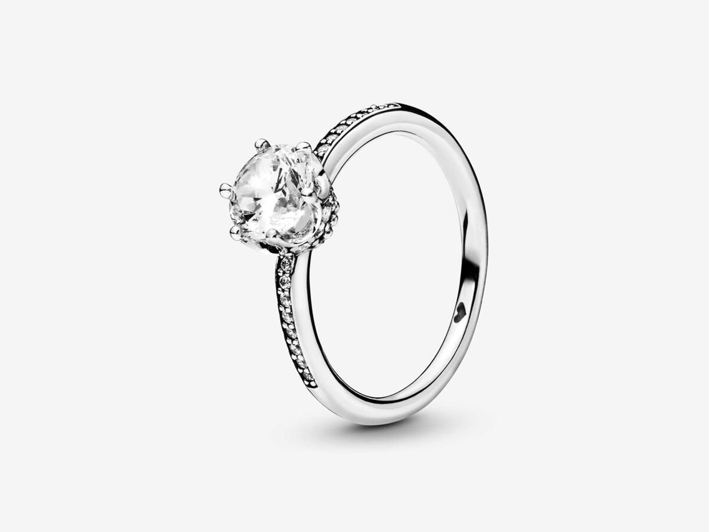 Clear Sparkling Crown Solitaire Ring