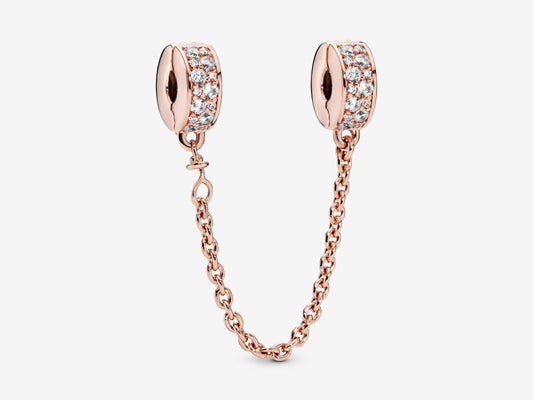 Clear Pavé Safety Chain Clip Charm