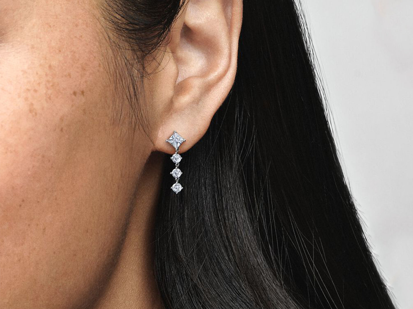 Sparkling Round & Square Drop Earrings