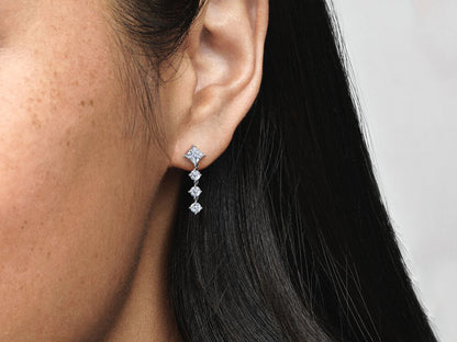 Sparkling Round & Square Drop Earrings