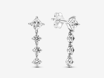 Sparkling Round & Square Drop Earrings