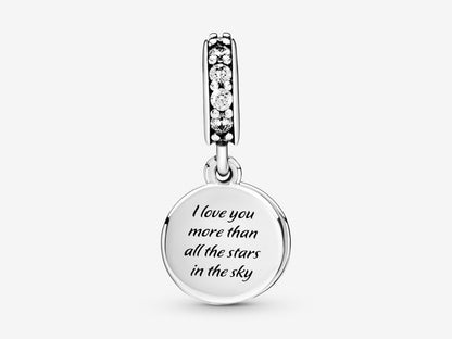 Blue Night Sky Crescent Moon & Stars Dangle Charm