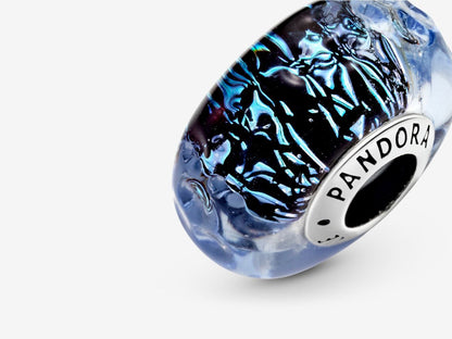 Wavy Dark Blue Murano Glass Ocean Charm