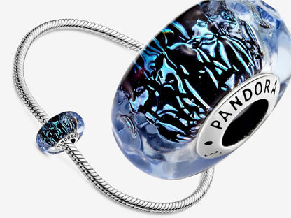 Wavy Dark Blue Murano Glass Ocean Charm