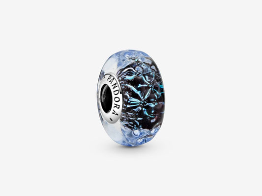 Wavy Dark Blue Murano Glass Ocean Charm